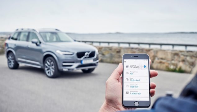 Volvo On Call app in an iOS phone